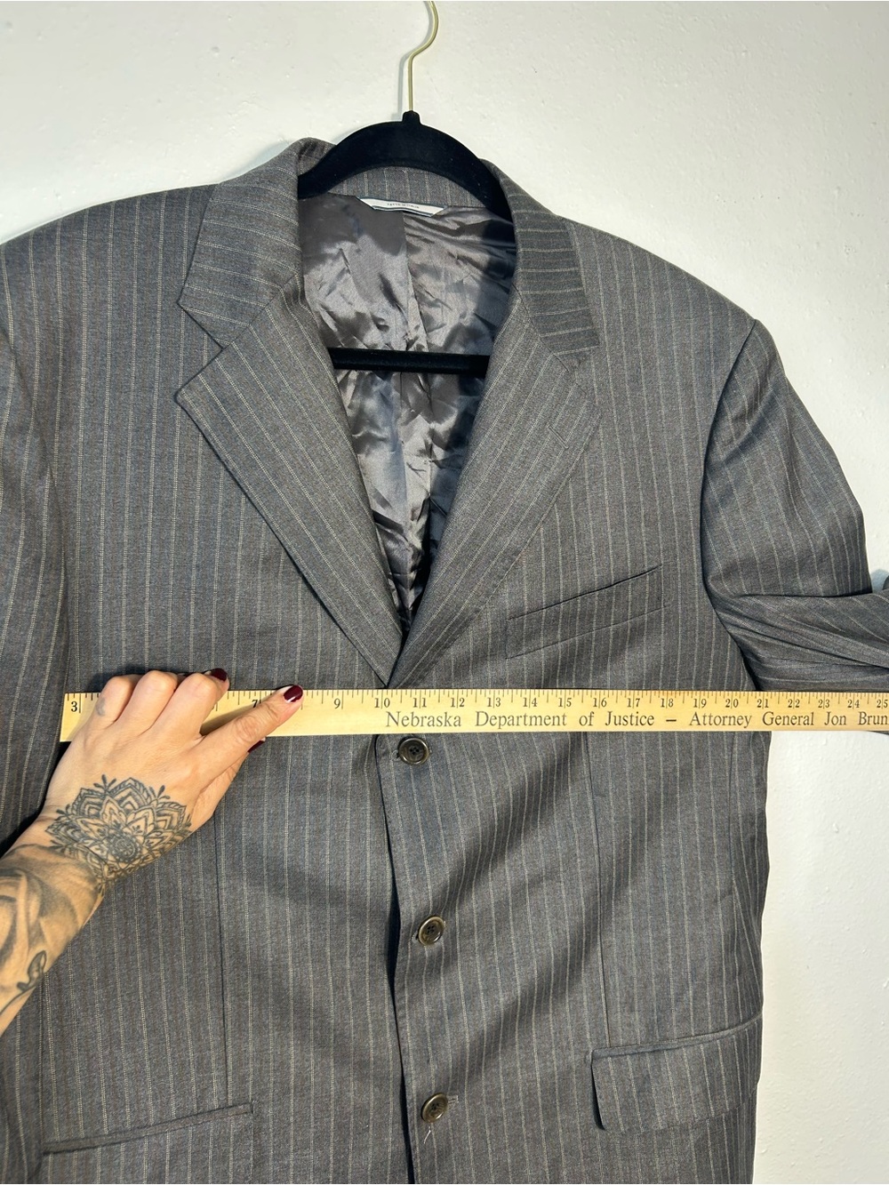 Barneys New York Gray Pinstripe Suit Jacket - Picture 6 of 10